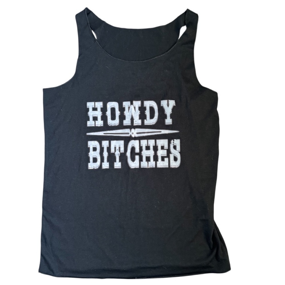 Howdy B$tches Black Graphic Tank Top Medium
